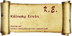 Kálnoky Ervin névjegykártya
