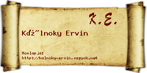 Kálnoky Ervin névjegykártya